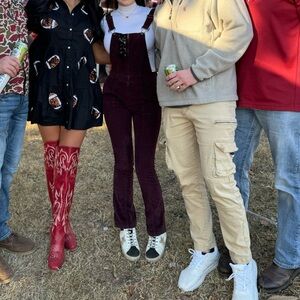 Velvet corduroy overalls